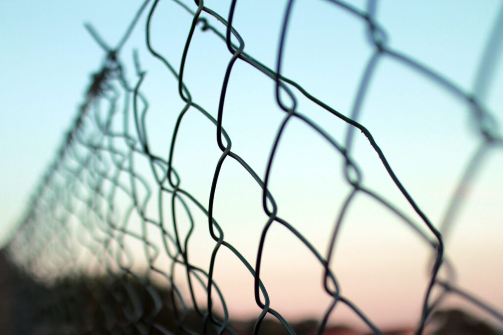 Chain fence with sunset view