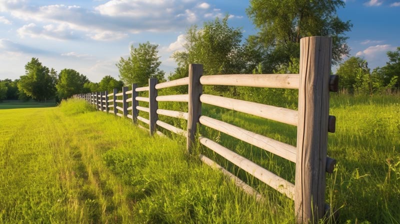 A wooden fence defining property lines in Newtown CT