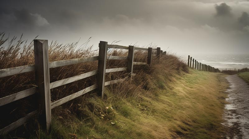 Wooden Fence Under Rough Weather