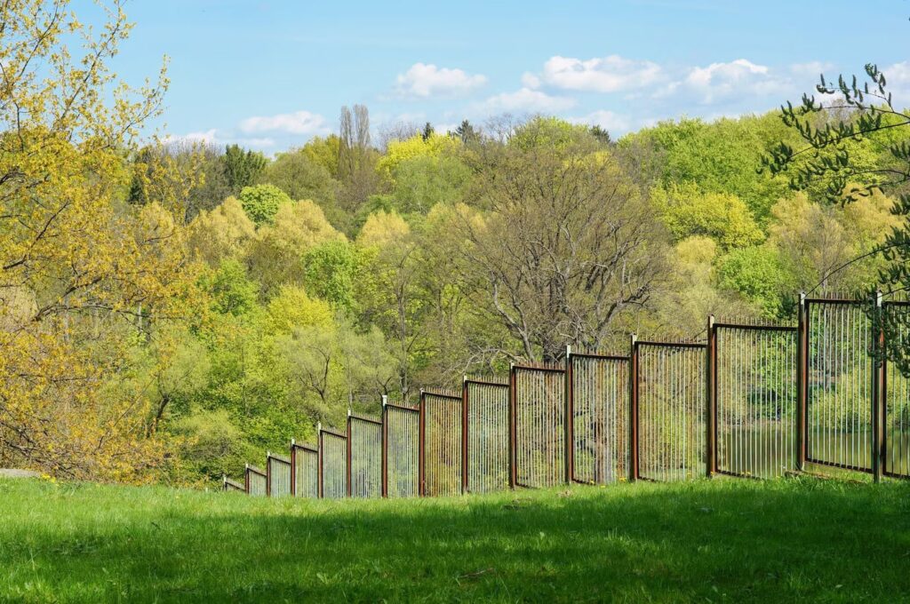 Metal Fence Garden With Trees